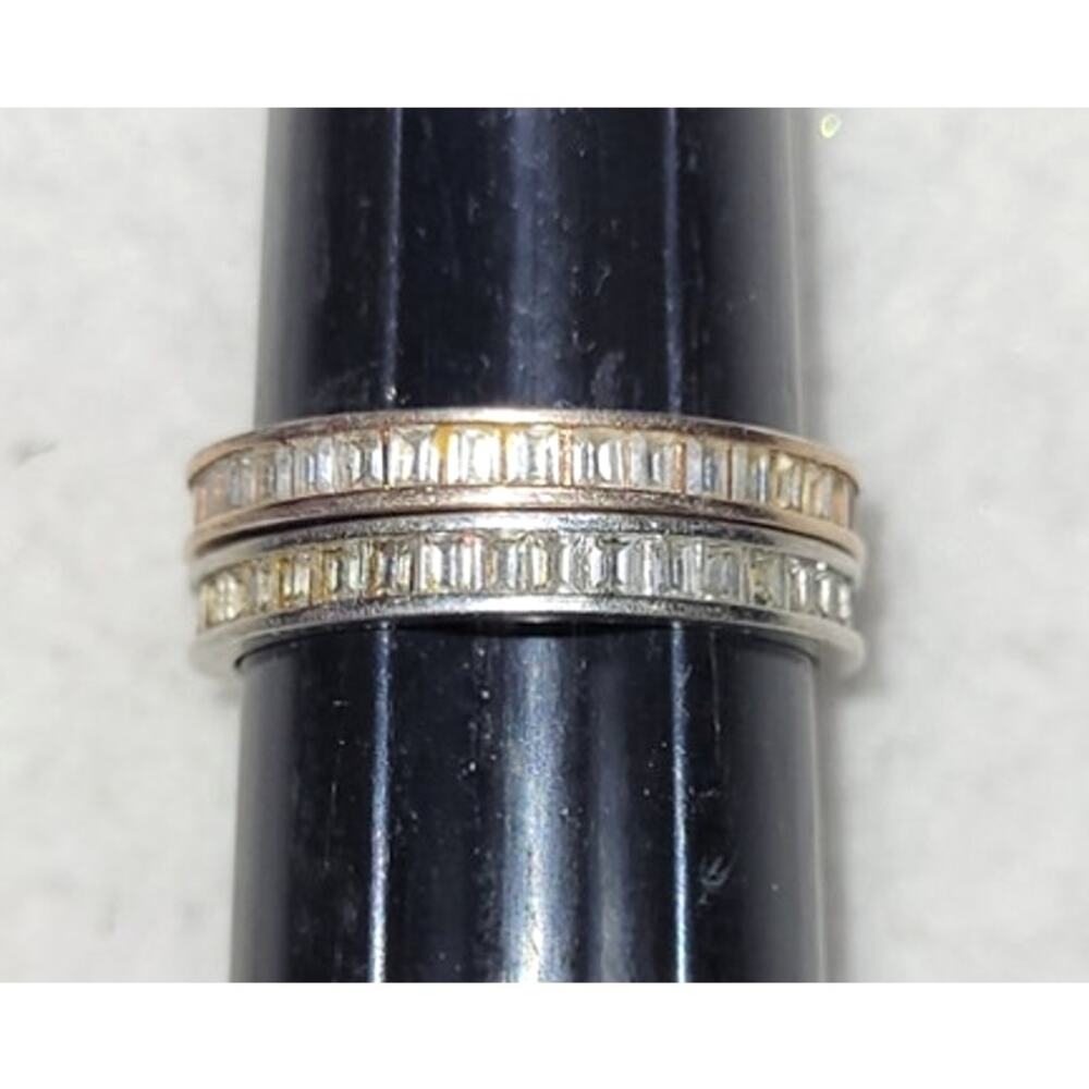 YGI 925 Sterling Silver Gold Vermeil CZ Eternity Stackable Rings Set Sz 8.25 8.5